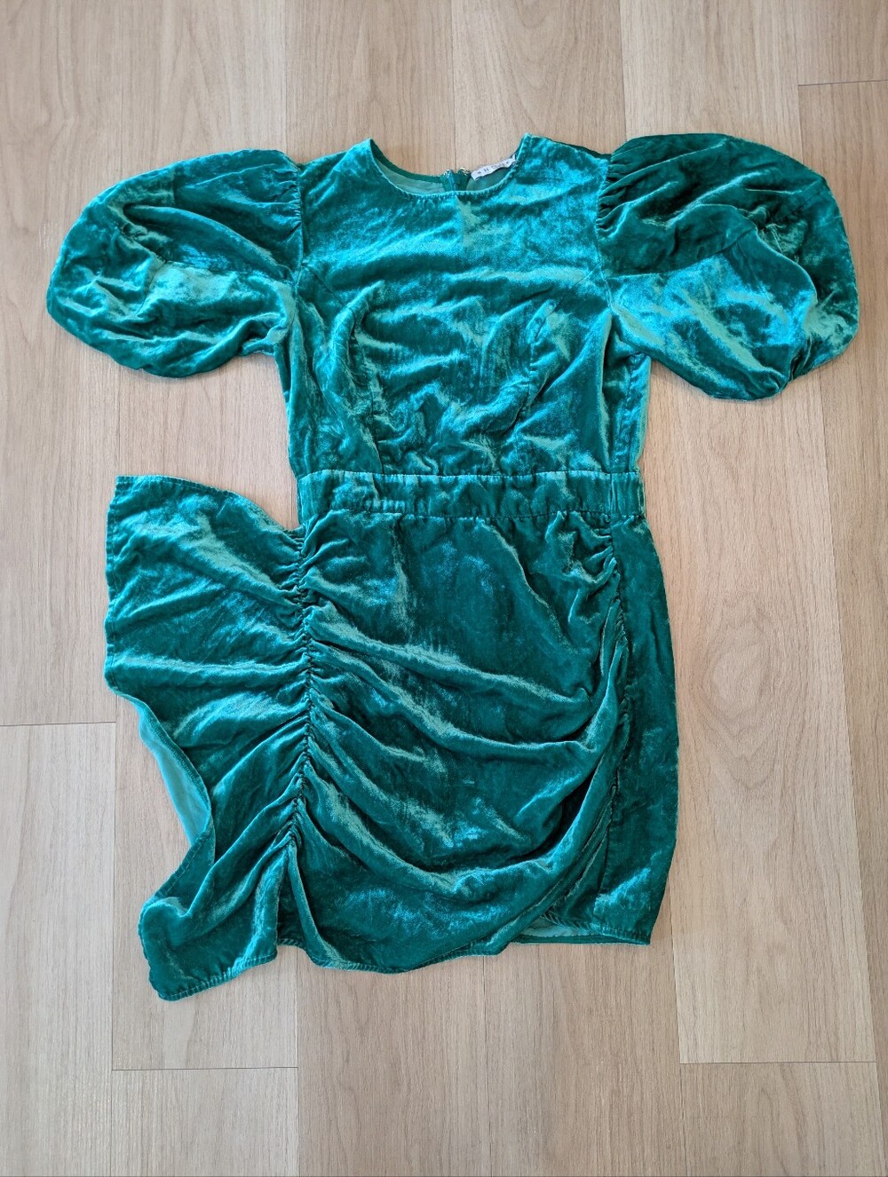 Rhode Green Velvet Puff Sleeve Mini Dress Size 0
